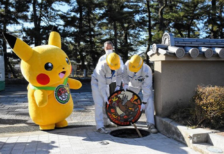 Nắp cống Pokémon tại tỉnh Nara.